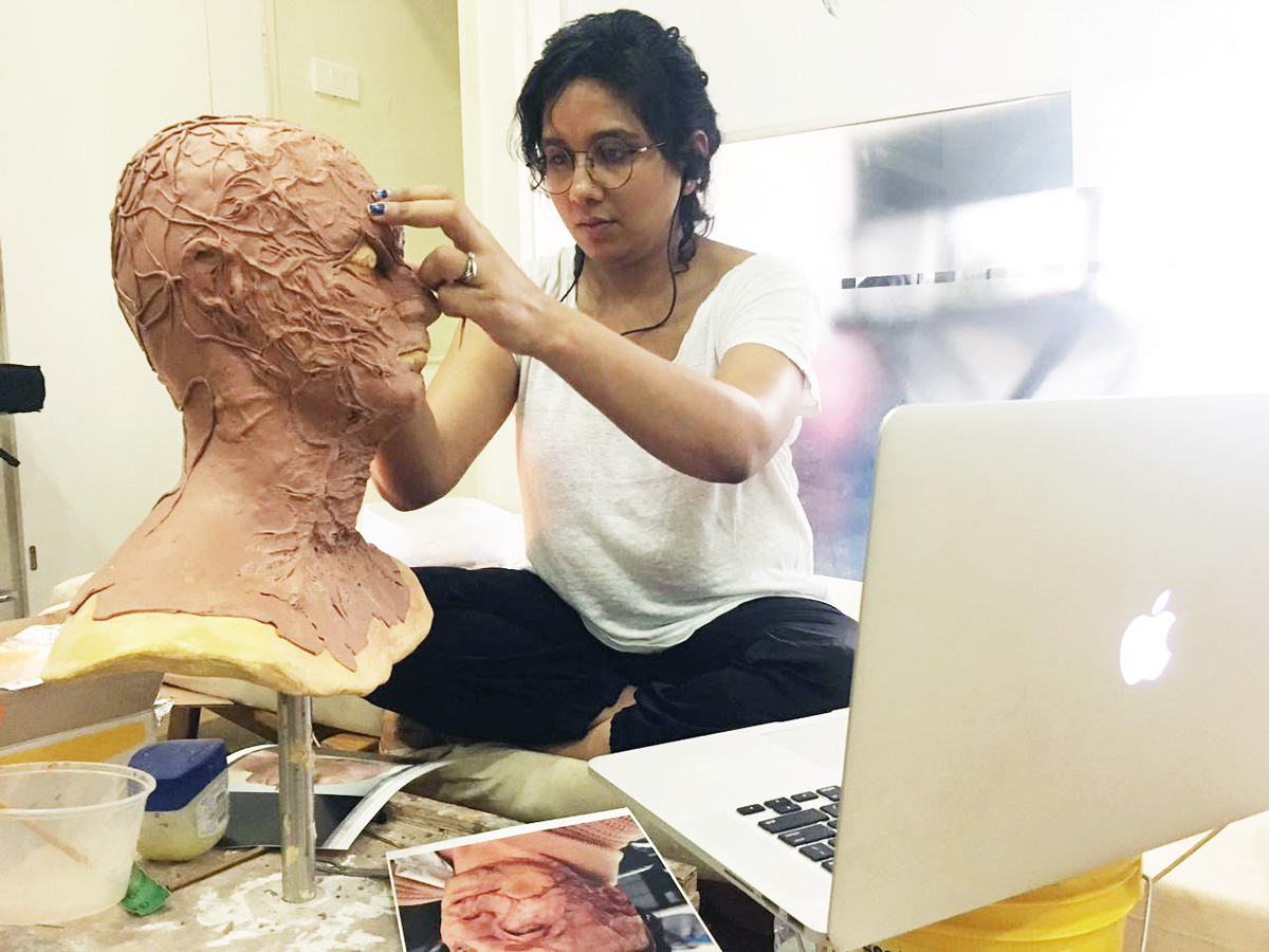 Preetisheel Singh at work in her studio Da Makeup Lab. - Pic 1.